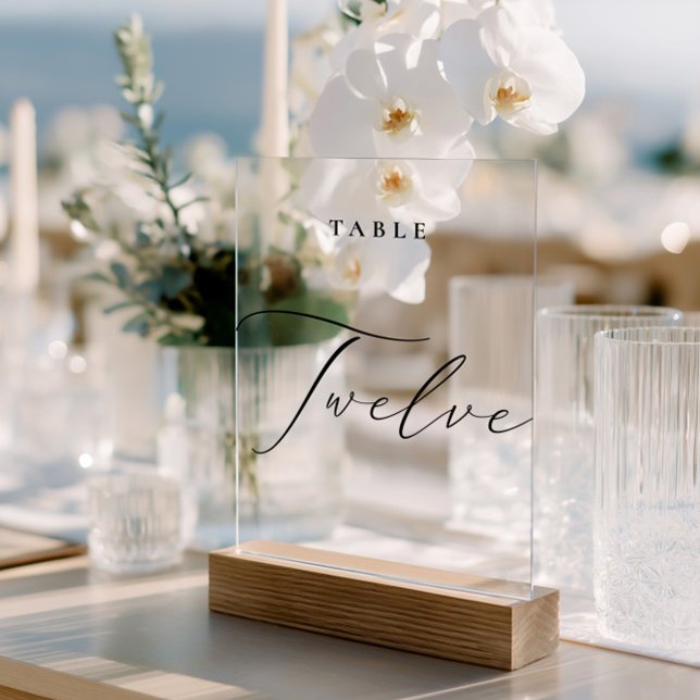 Elegant Calligraphy Table Number Twelve Acrylic Sign (Elegant Calligraphy Table Number Twelve Acrylic Sign)