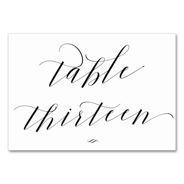 Elegant Calligraphy Table Thirteen Reception Number (Front)
