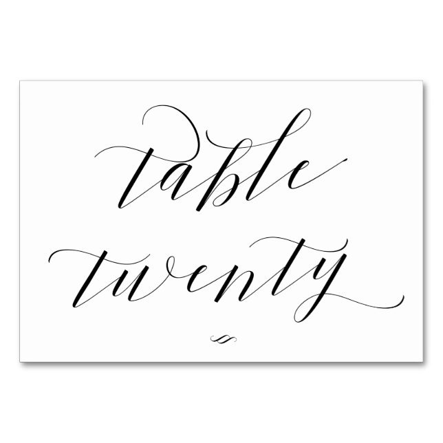 Elegant Calligraphy Table Twenty Reception Table Number (Front)