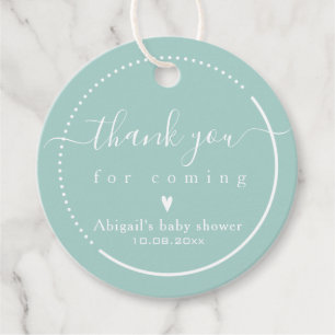 Elegant Calligraphy Teal Baby Shower Thank You Favour Tags