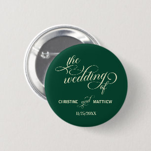 Elegant Calligraphy Teal Wedding Favour 6 Cm Round Badge