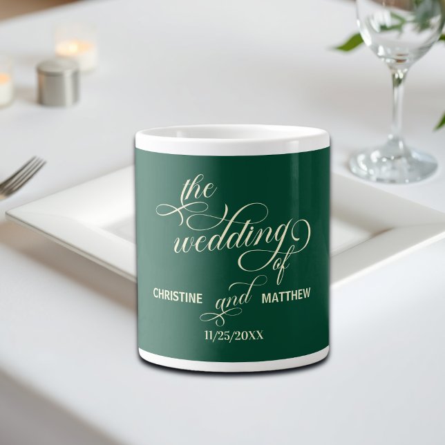 Elegant Calligraphy Teal Wedding Gift Large Coffee Mug (Creator Uploaded)