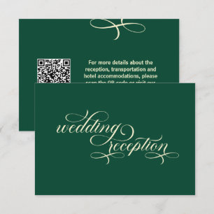 Elegant Calligraphy Teal Wedding Reception Enclosure Card