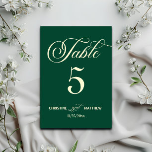 Elegant Calligraphy Teal Wedding Table Number