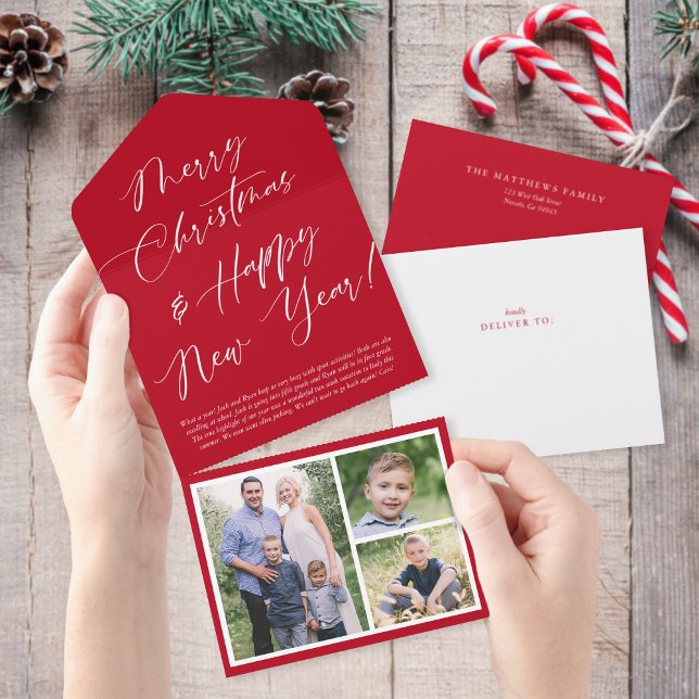 Elegant Calligraphy Tear Away Photo Holiday Card (Creator Uploaded)