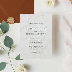 Elegant Calligraphy Terracotta Monogram Wedding Invitation