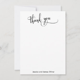 Elegant Calligraphy Thank You Black on White Plain Card