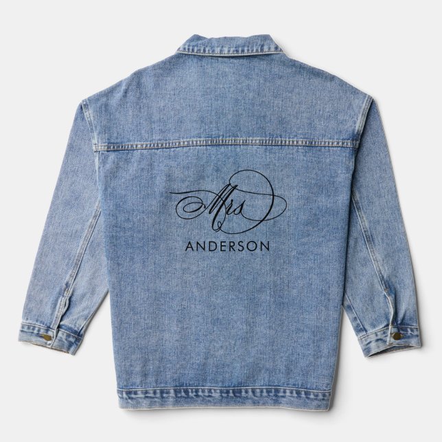 Elegant Calligraphy | The New Mrs for the Bride Denim Jacket (Back)