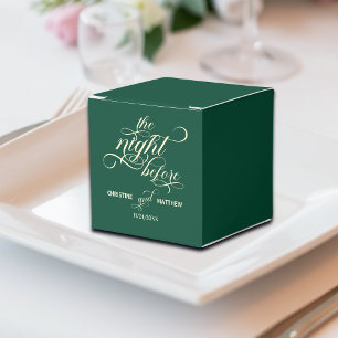 Elegant Calligraphy The Night Before Teal Wedding Favour Box