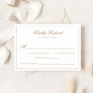 Elegant Calligraphy Traditional Gold Wedding RSVP Invitation