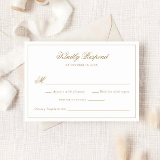 Elegant Calligraphy Traditional Gold Wedding RSVP Invitation