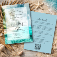 Elegant Calligraphy Tropical Beach QR Code Wedding