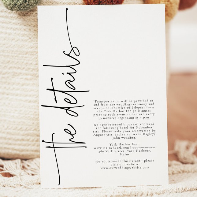 Elegant Calligraphy Vertical Wedding details  Enclosure Card (Creator Uploaded)