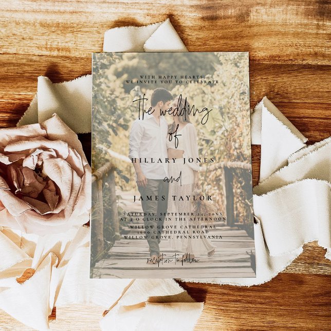 Elegant Calligraphy Vintage Faded Photo invitation (Creator Uploaded)