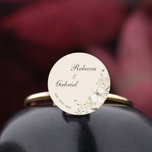 Elegant Calligraphy Watercolor Floral Wedding Classic Round Sticker