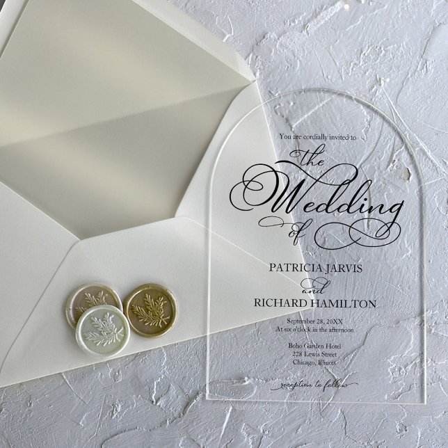 Elegant Calligraphy Wedding Acrylic Invitations (Creator Uploaded)