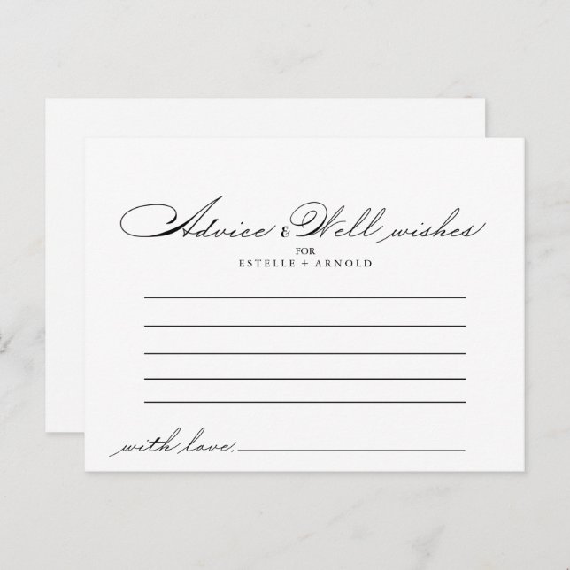 Elegant Calligraphy Wedding Advice Card (Front/Back)