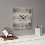 Elegant Calligraphy Wedding Anniversary Keepsake Square Wall Clock<br><div class="desc">A modern,  simple,  classy,  elegant,  personalised wedding anniversary keepsake clock featuring modern script calligraphy and a brushed metal background. A nice custom wedding or anniversary gift for a young - and young at heart - couple celebrating their 1st,  3rd,  5th,  10,  25th or 50th anniversary.</div>