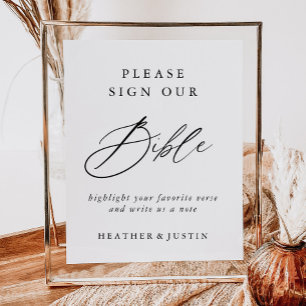 Elegant Calligraphy Wedding Bible Guest Book Sign