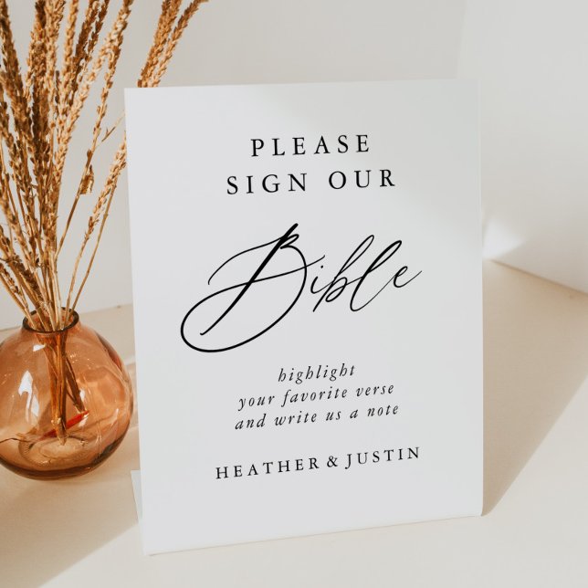 Elegant Calligraphy Wedding Bible Guest Book Sign (Creator Uploaded)
