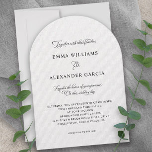 Elegant Calligraphy Wedding Black White Arch Invitation