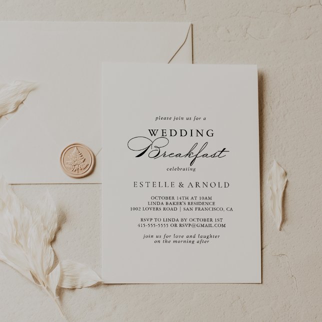 Elegant Calligraphy Wedding Breakfast  Invitation (Creator Uploaded)