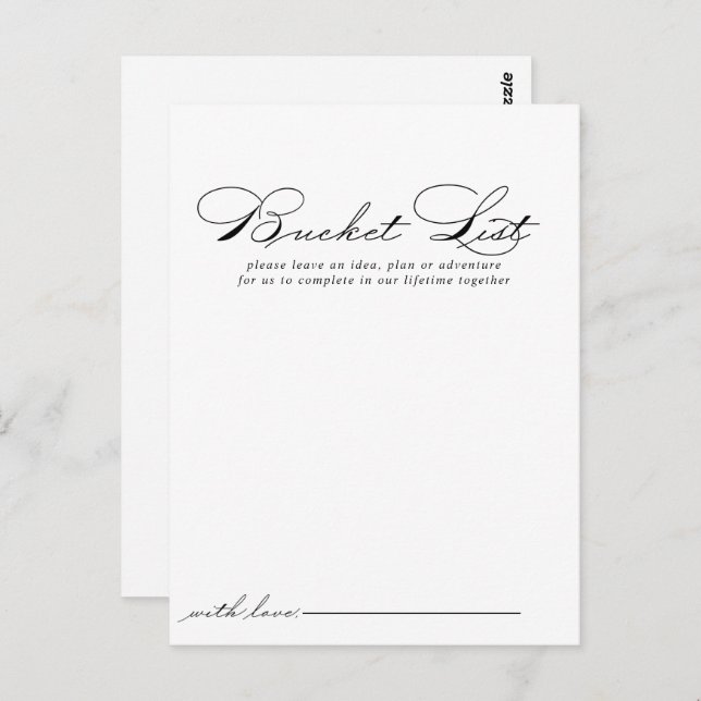 Elegant Calligraphy Wedding Bucket List Cards (Front/Back)