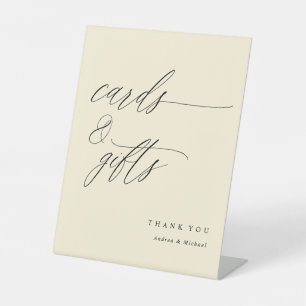 Elegant Calligraphy Wedding Cards & Gifts Cream Pedestal Sign
