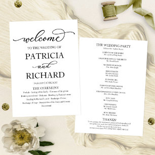 Elegant Calligraphy Wedding Ceremony Program Programme