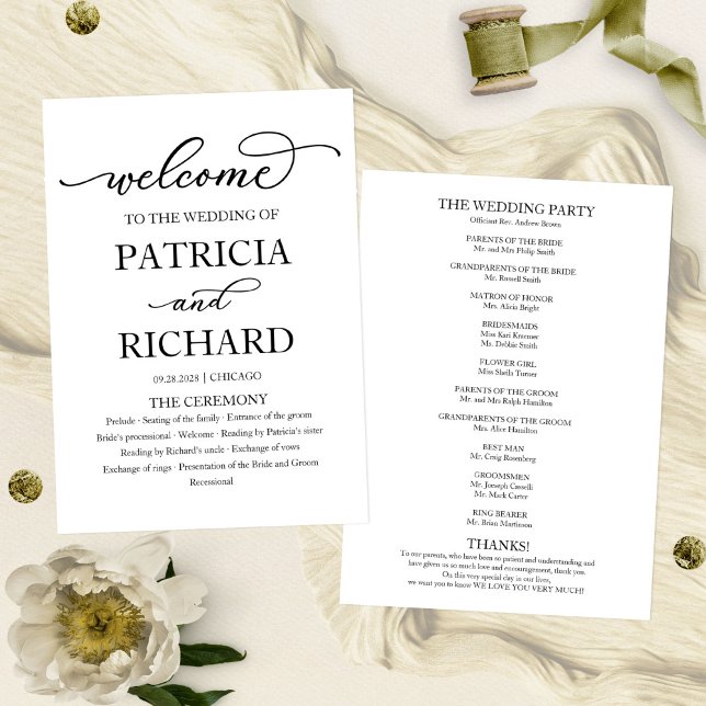 Elegant Calligraphy Wedding Ceremony Program Programme (Creator Uploaded)