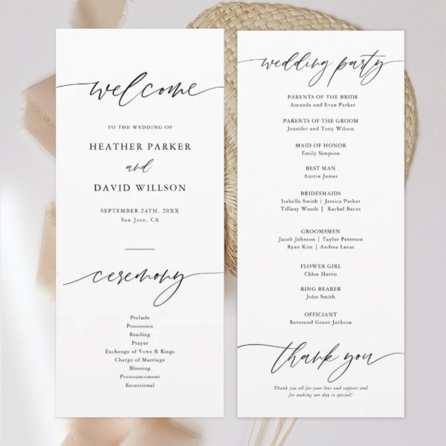 Elegant Calligraphy Wedding Ceremony Programme (Creator Uploaded)