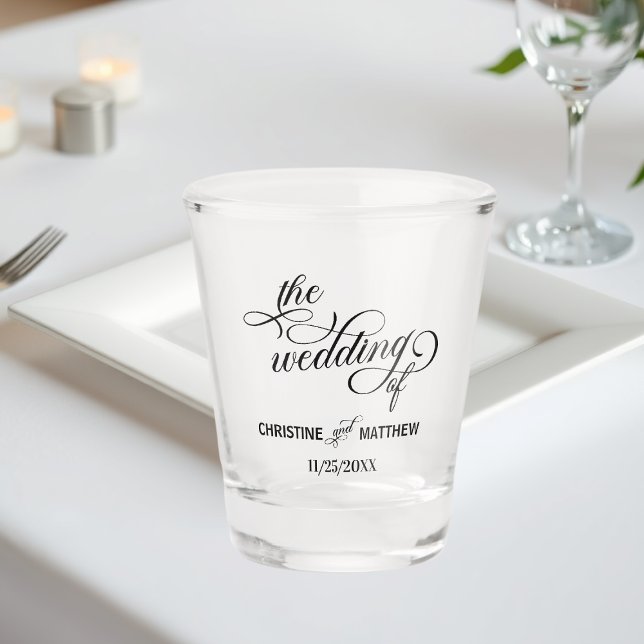 Elegant Calligraphy Wedding Day   Shot Glass (Creator Uploaded)