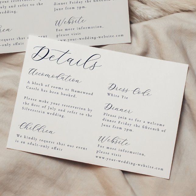 Elegant Calligraphy Wedding Details Enclosure Card (Elegant Calligraphy Wedding Details Enclosure Card)