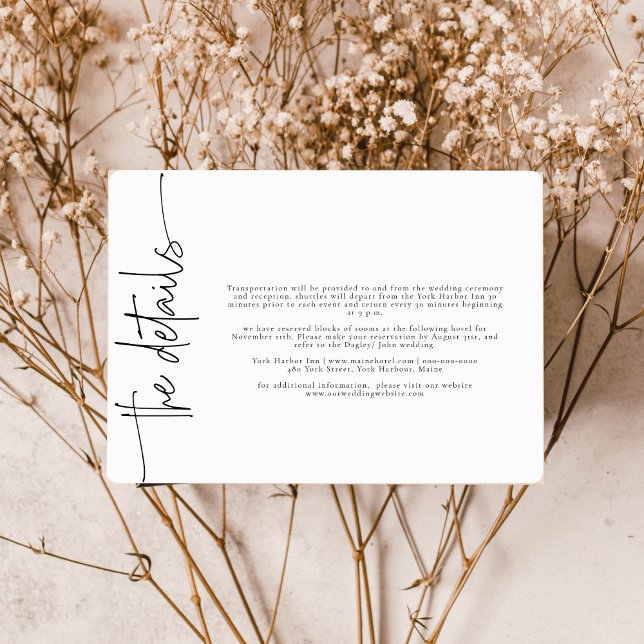 Elegant Calligraphy Wedding details  Enclosure Card (Creator Uploaded)