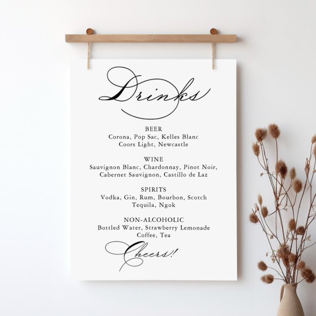 Elegant Calligraphy Wedding Drinks Menu Sign (Creator Uploaded)