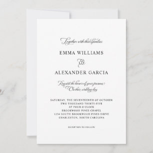 Elegant Calligraphy Wedding Formal Black & White Invitation
