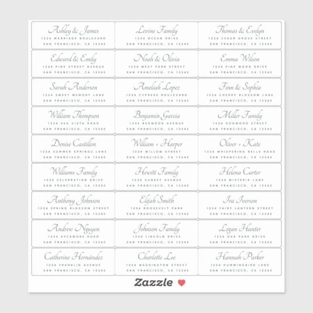 Elegant Calligraphy Wedding Guest Address Labels (Sheet)