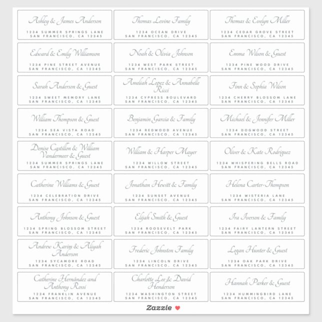 Elegant Calligraphy Wedding Guest Address Labels (Sheet)