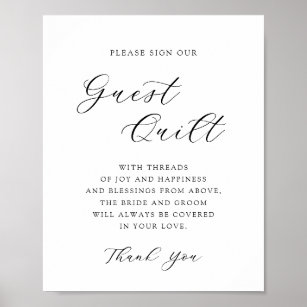 Elegant Calligraphy Wedding Guest Quilt Sign