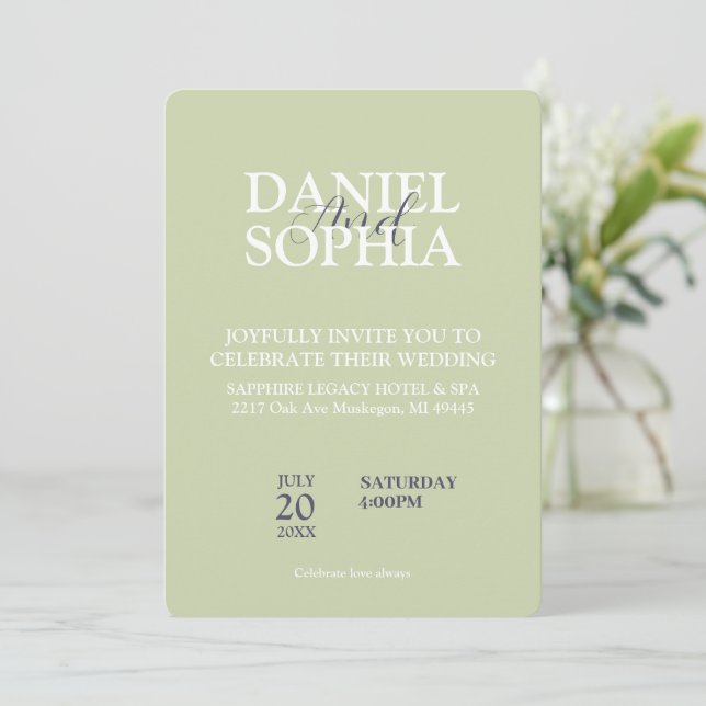 Elegant calligraphy Wedding Invitation (Standing Front)