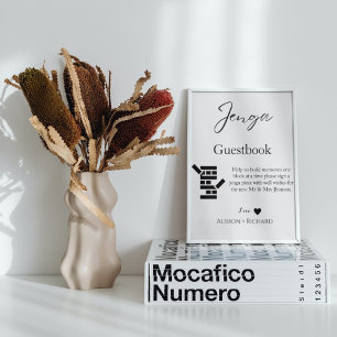 Elegant calligraphy  wedding Jenga guestbook