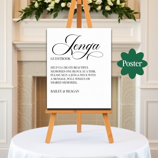 Elegant Calligraphy Wedding Jenga Guestbook Sign (Creator Uploaded)