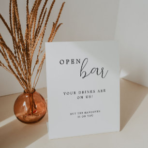 Elegant Calligraphy Wedding Open Bar Table Sign