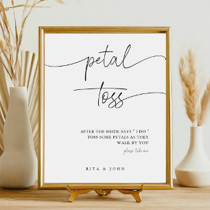 Elegant Calligraphy Wedding Petal Toss Send Off Pedestal Sign