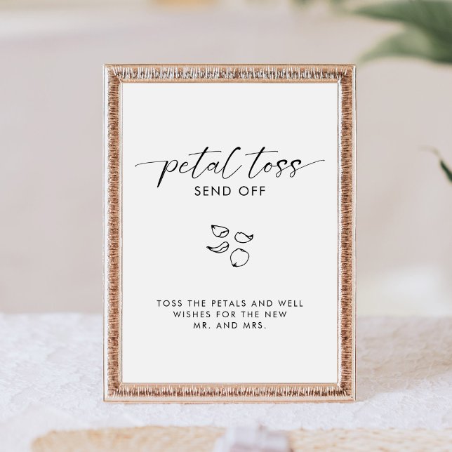 Elegant Calligraphy Wedding Petal Toss Send Off Pedestal Sign (Creator Uploaded)
