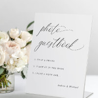 Elegant Calligraphy Wedding Photo Guestbook Sign