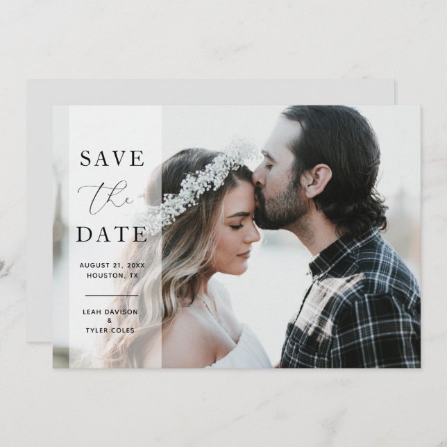 Elegant Calligraphy Wedding Photo Save the date  (Front/Back)