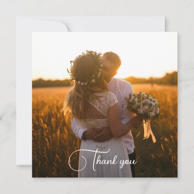Elegant Calligraphy Wedding Photo Thank You  (Front)