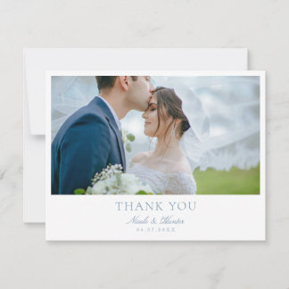 Elegant Calligraphy Wedding Photo Thank You Card