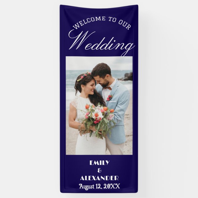 Elegant Calligraphy Wedding Photo Welcome Banner (Vertical)